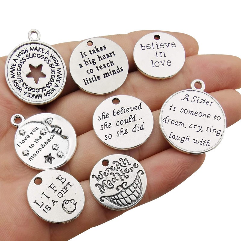 WOCRAFT 40pcs Inspiration Words Charms Craft Supplies Beads Charms Pendants for Jewelry Making Crafting Findings Accessory for DIY Necklace Bracelet (M331) - Image 2